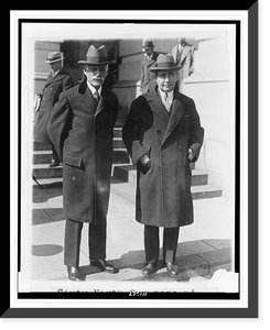 Andrew W. Mellon and Ogden Mills, full-length portrait, facing front, standing outside the Capitol, after closing session of the Sixty-Ninth Congress, Antique Print
