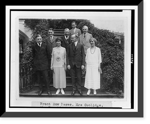 President and Mrs. Coolidge, standing on steps, with their two sons, Mr. and Mrs. Charles Gates Dawes, Frank W. Stearn, and Pierce Butler, Antique Print