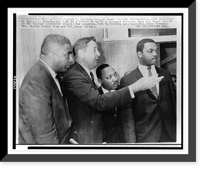 Donald S. Perkins, Pres. of Jewel Co. with ministers of Operation Breadbasket, left to right: Rev. Strom Freeman, Rev. Martin Luther King, and Rev. Jesse Jackson, Vintage Poster
