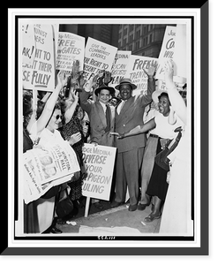 Robert Thompson and Benjamin Davis surrounded by placard-carrying demonstrators, in front of the Federal Courthouse, New York City Classic, Vintage Poster