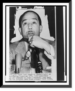 Historic Framed Print, [Langston Hughes, head-and-shoulders portrait, facing front, at microphones],  17-7/8" x 21-7/8"