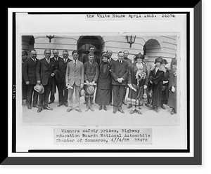 President and Mrs. Coolidge with winners of safety prizes of the Highway Education Board, National Automobile Chamber of Commerce, Vintage Poster