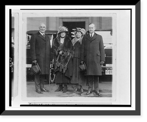 Historic Framed Print, [President and Mrs. Harding and Vice President and Mrs. Coolidge standing at Union Station, on their arrival for the inauguration],  17-7/8" x 21-7/8"