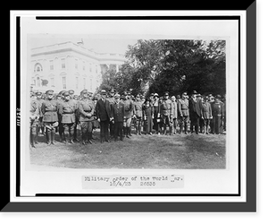 Historic Framed Print, [President Coolidge, standing, with members of the Military Order of the World War, on the White House lawn],  17-7/8" x 21-7/8"