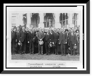 Historic Framed Print, [President Coolidge standing with members of the Investment Bankers Association, on lawn of the White House],  17-7/8" x 21-7/8"