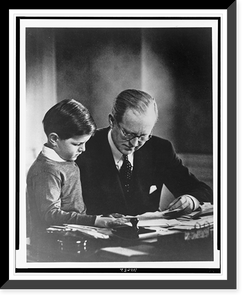 Joseph Kennedy, in his London study, helping Edward Kennedy with his studies Classic, Vintage Wall Art