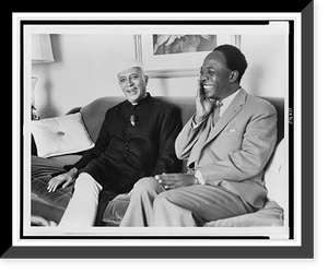 Indian Prime Minister Jawaharlal Nehru and Ghana Premier Kwame Nkrumah enjoying a laugh at Nehru's suite in the Hotel Carlyle, New York City, Vintage Print