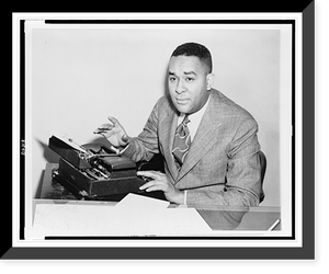 Historic Framed Print, [Richard Wright, half-length portrait, seated at typewriter, facing left],  17-7/8" x 21-7/8"