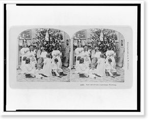 Antique Photo Print - Christmas - Just out of bed. morning