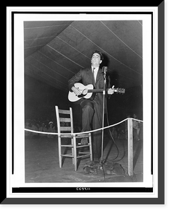Alan Lomax playing guitar on stage at the Mountain Music Festival, Asheville, N.C, Vintage Poster