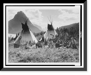 Historic Framed Print, Indian camp at Two Medicine Lake, Glacier National Park,  17-7/8" x 21-7/8"