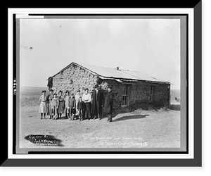 Historic Framed Print, The only remaining sod school house in Decatur County, Kansas,  17-7/8" x 21-7/8"