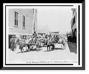 Historic Framed Print, Carts loaded with grits for the distributing station, at McLouds, Port Royal Island,  17-7/8" x 21-7/8"