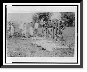American soldiers, dead bodies, and men digging graves, Vintage Print