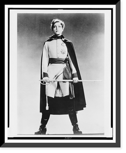 Historic Framed Print, [Eva Le Gallienne, full-length portrait, dressed in military costume with cloak, holding sword],  17-7/8" x 21-7/8"