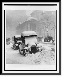 Historic Framed Print, [Snowbound automobiles in New York City, 1917],  17-7/8" x 21-7/8"
