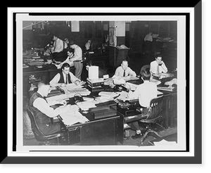 Men working in the newsroom of The New York World-Telegram newspaper, Historic Print