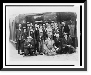 Group portrait of American and European artists and performers in Paris. Man Ray, Mina Loy, Tristan Tzara, Jean Cocteau, Ezra Pound, Jane Heap, Kiki, Martha Dennison(?) Classic, Antique Poster