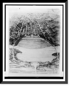 Stadium (National Stadium Project"), Washington, D.C. Bird's eye perspective of site", Antique Poster