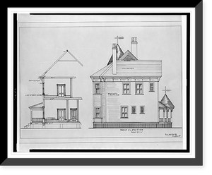 Architectural and mechanical drawings by students at Tuskegee Normal & Industrial Institute. S.L. Harris . Rear elevation Classic, Historic Print