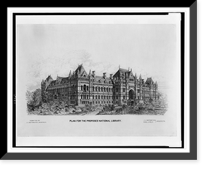 Historic Framed Print, [Library of Congress (National Library"),  Judiciary Square site,  Washington,  D.C. Perspective view]",  17-7/8" x 21-7/8"