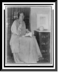 Historic Framed Print, [Woman (Beatrice Baxter Ruyl), in dress with open book in lap and hand to face, seated],  17-7/8" x 21-7/8"