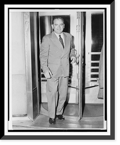 Sen. Joseph McCarthy, full-length portrait, leaving Waldorf-Astoria hotel, Vintage Wall Art