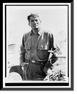 Gregory Peck, three-quarter length portrait, in costume on location for movie, Vintage Poster