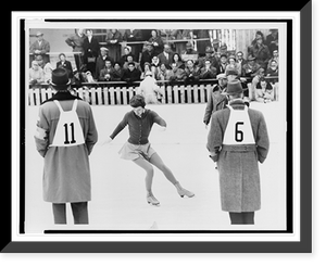 Historic Framed Print, [Figure skater Tenley Albright performs compulsory figures during Olympics in Cortina d'Ampezzo, Italy],  17-7/8" x 21-7/8"