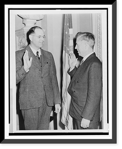 Wilton E. Hall, three-quarter length portrait, taking oath of office administered by Henry Wallace, Antique Poster