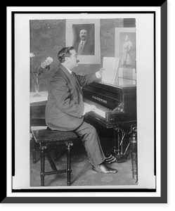 Historic Framed Print, [Florencio Constantino, full-length portrait, seated at piano, facing right],  17-7/8" x 21-7/8"
