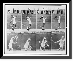 Alice Marble playing tennis at Forest Hills; composite of eight photographs illustrating her serve and backhand, Vintage Poster