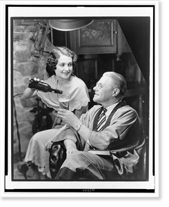 Vintage Americana Print - Young woman pouring beer into older man's (1)