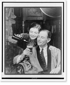 Vintage Americana Print - Young woman pouring beer into older man's (2)