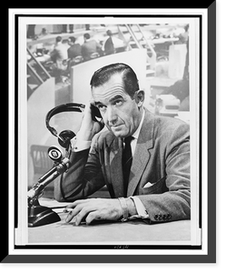 Historic Framed Print, [Edward R. Murrow seated before microphone during 1956 election returns],  17-7/8" x 21-7/8"