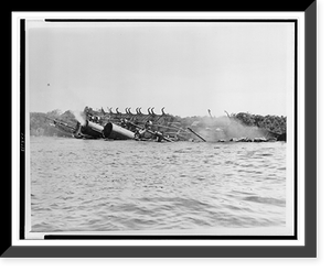 The American liner President Coolidge sinking in the South Pacific after striking mine just off coast of an island, Vintage Wall Art