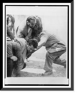 Shaban Jafari, wrestles with two political dissenters near Tehran polling place, Antique Print