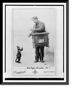Vintage Photo Print - The organ grinder.Overspeck, Hamilton, O