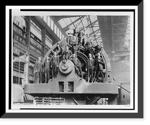 Some of the members of the Westinghouse Latin American Fraternity, on a large generator(?), Pittsburgh, Pennsylvania Classic, Vintage Wall Art