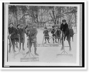 Vintage Americana Print - Washington DC - Boys cleaning snow off
