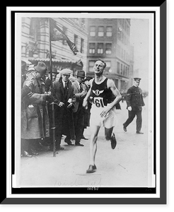 Vintage Photo Print - Clarence DeMar running through commercial