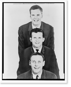 Historic Photo Print - Members of Kingston Trio posed totem style
