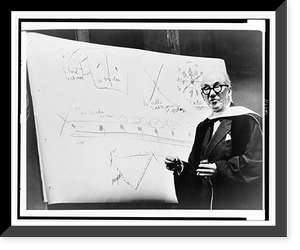Le Corbusier, half-length portrait, standing next to sketch, facing left Classic, Antique Poster