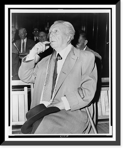 Historic Framed Print, [Frank Lloyd Wright, three-quarter length portrait, seated, facing left].World Telegram & Sun photo by Al Ravenna.,  17-7/8" x 21-7/8"