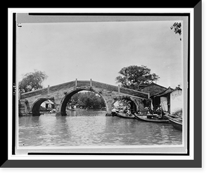 Historic Framed Print, China, Kiangsu Province, Soochow, bridge over canal,  17-7/8" x 21-7/8"