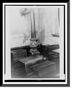 Corner of classroom in African American school, with stove, during school strike, Lumberton, North Carolina, Vintage Poster