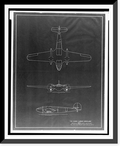 Historic Framed Print, [Airplane (Evans Cargo Airplane"). Cargo airplane with conqueror engines]",  17-7/8" x 21-7/8"