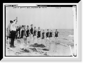 Historic Framed Print, Start of women's race, Sheepshead Bay, 7/16/14,  17-7/8" x 21-7/8"