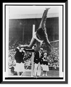 Alice Coachman going over the bar in the women's olympic high jump, Vintage Print