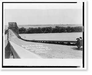 Antique Scenic Print - Yellowstone - Missouri River bridge